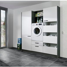 Express Küchen Schrank-Set »Arta«, (7 St.), ohne Geräte, vormontiert, mit Soft-Close-Funktion, Stellbreite 185cm grau  weiß/anthrazit rechts