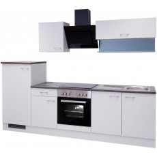 Flex-Well Küchenzeile »Lucca«, mit E-Geräten, Gesamtbreite 270 cm weiß  weiß + dunkelgrau + Weiß matt / Caledonia + Weiß matt / Caledonia Küchenzeile