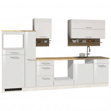 Küche weiß 310 cm MARANELLO-03 Weiß Hochglanz ohne E-Geräte B x H x T ca. 310 x 200 x 60cm weiß