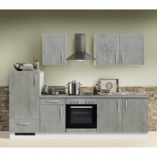 Küchenzeile Premium Beton inklusive E-Geräte, MANCHESTER-87, Breite 270cm grau