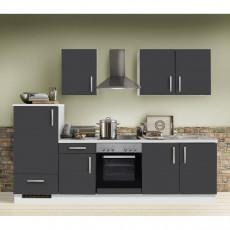 Küchenzeile Premium Schiefer grau inklusive E-Geräte, MANCHESTER-87, Breite 270cm grau