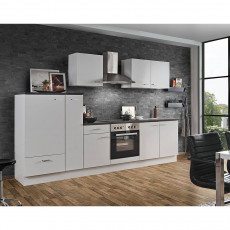 Küchenzeile White Classic 300cm LIVERPOOL-87 inklusive E-Geräte und Apothekerschrank weiß