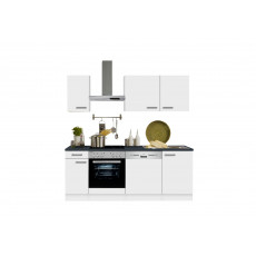 OPTIFIT Küchenzeile »Odense«, mit E-Geräten, Breite 210 cm, mit 28 mm starker Arbeitsplatte weiß  buchefarben + buchefarben + weiß + weiß Küchenzeile